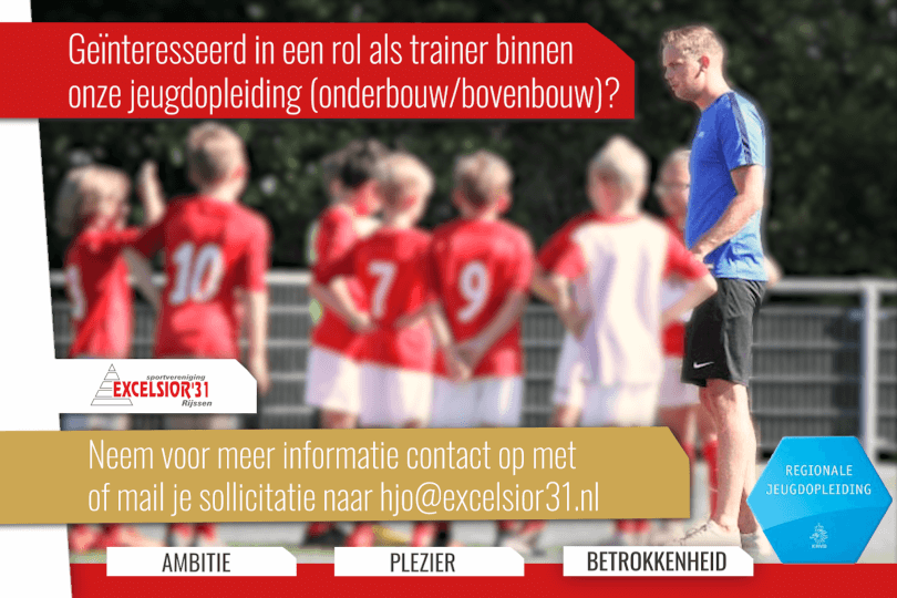 Foto bij Open sollicitatie trainers jeugdopleiding Excelsior'31