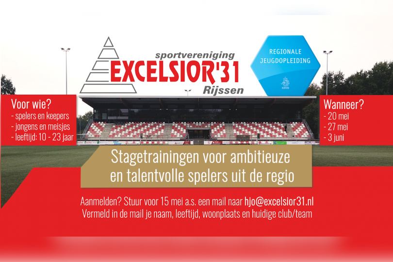 Foto bij Excelsior'31 organiseert stagetrainingen voor ambitieuze en talentvolle spelers uit de regio