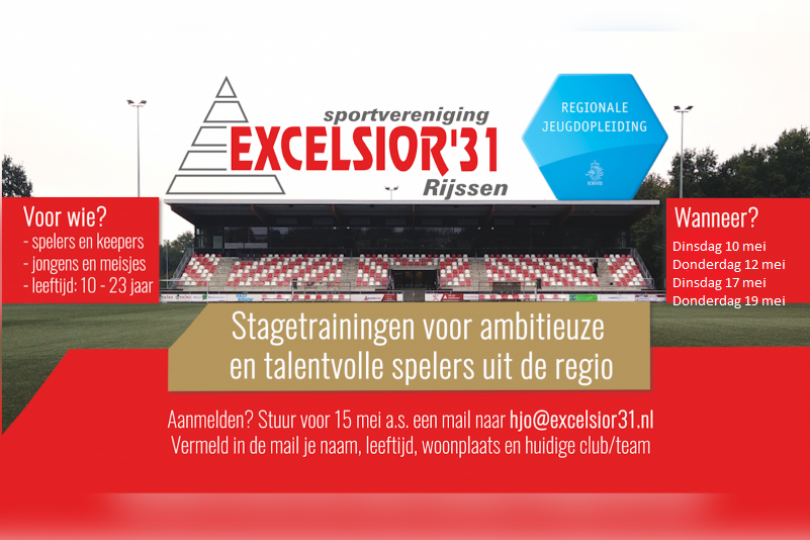Foto bij Excelsior'31 organiseert stagetrainingen voor ambitieuze en talentvolle spelers uit de regio