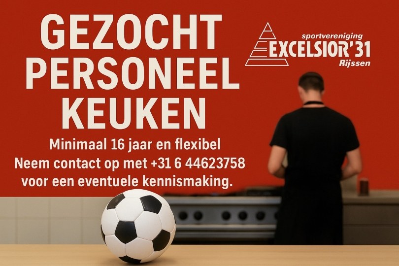 Foto bij Excelsior'31 zoekt versterking in de keuken!
