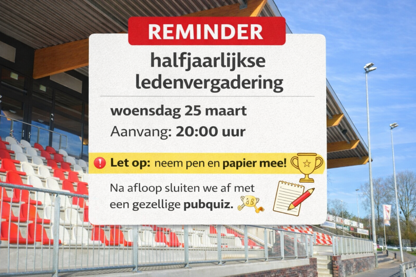 Foto bij Vanavond 20:00 uur: Halfjaarlijkse ledenvergadering