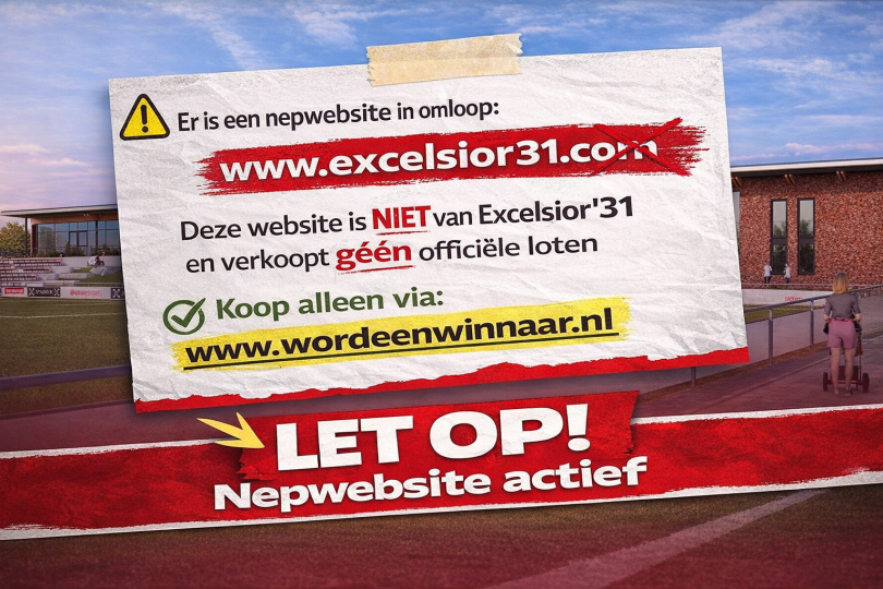 Foto bij Excelsior&rsquo;31 waarschuwt voor nepwebsite rondom loterij