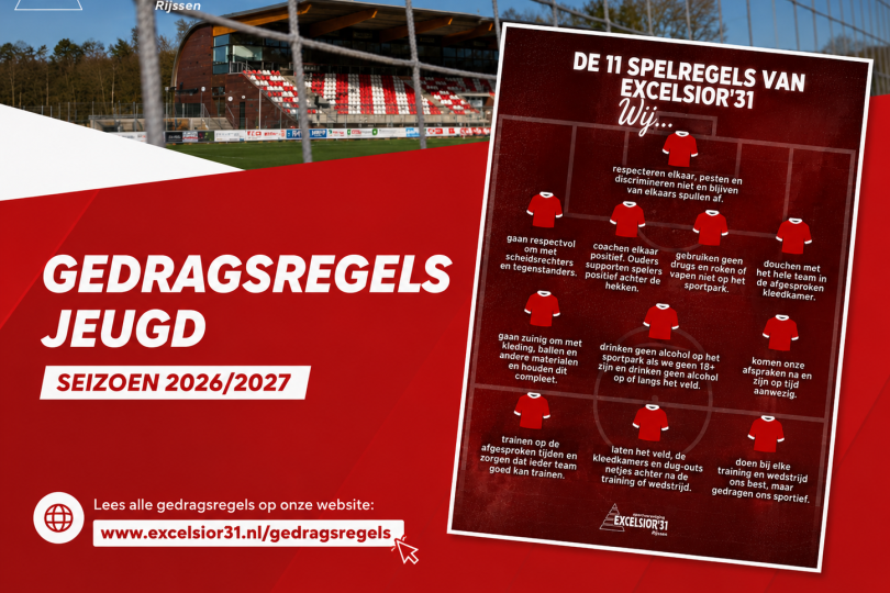 Foto bij Gedragsregels jeugd Excelsior&rsquo;31 seizoen 2026/2027