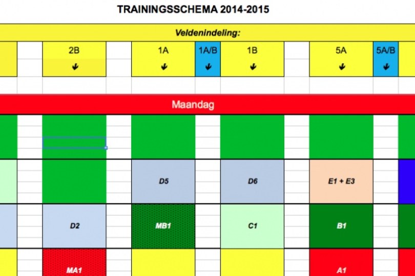Foto bij Trainingsschema 2014 - 2015, ingaand op 18 augustus